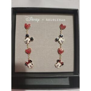 Disney x Baublebar Mickey Mouse Minnie Mouse Heart Dangle Earrings NIB
